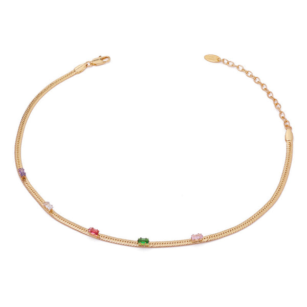 Snake Chain CZ Stone Necklace - Zafari Studio Jewelry